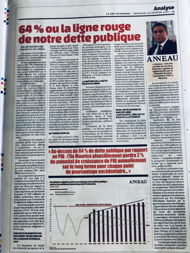 Anneau - 64% ou la ligne rouge de notre dette publique - Le Defi F20