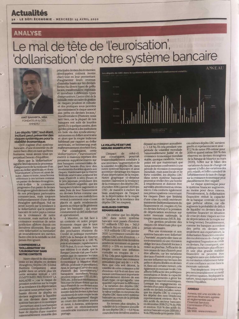 Anneau - Le Defi Economie - L'euroisation du system bancaire LR