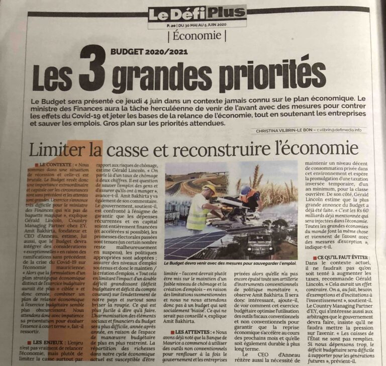 Le Defi Plus - Anneau Budget comments- 30.05.2020-LR