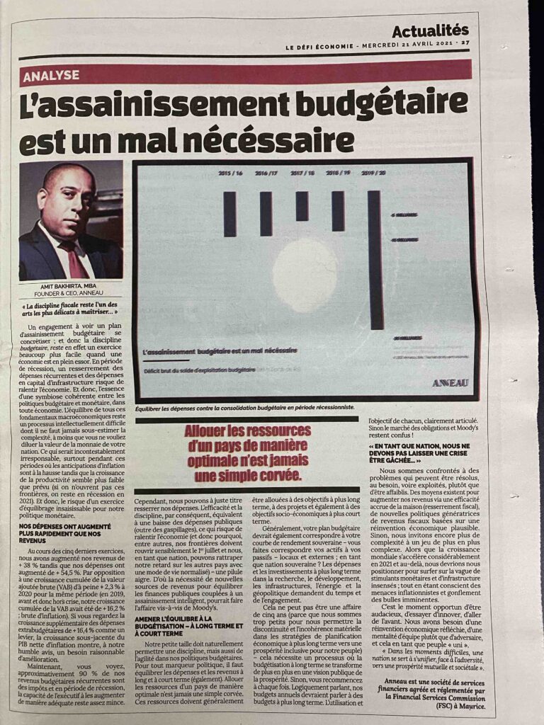 Le Défi Économie - Anneau - Assainissement Budgétaire - A21